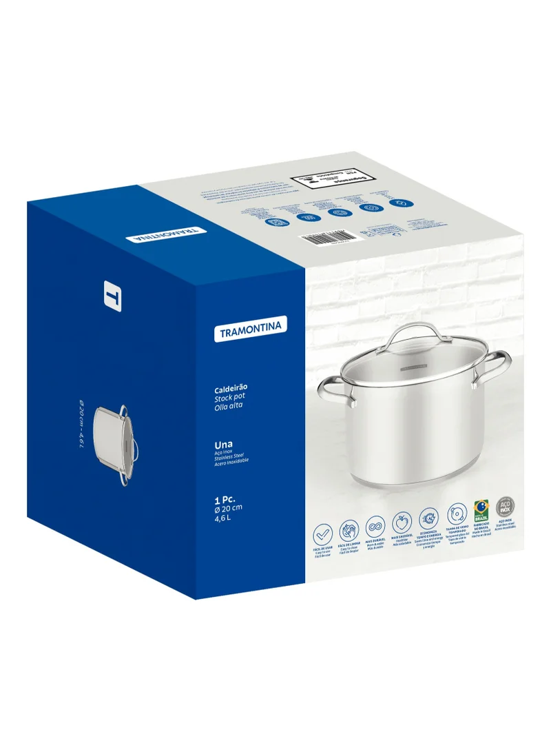 ترامونتينا Since 1911,Made in Brazil- Una 20cm 4.6L Stainless Steel Stock Pot with Tri-ply Bottom